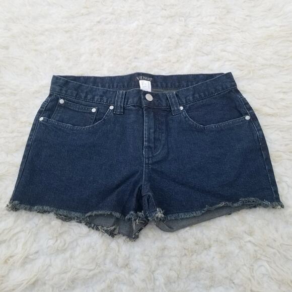 Cutoff Jean Shorts Venus Size 10 Dark Wash Stretch Denim Women's Shorts Casual - Picture 1 of 5